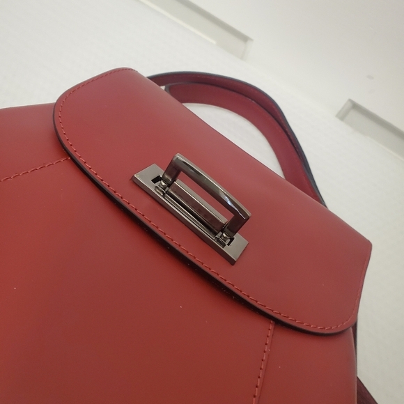 Cielo Celeste Italian Red Leather Convertible Backpack, Satchel, Shoulder Bag